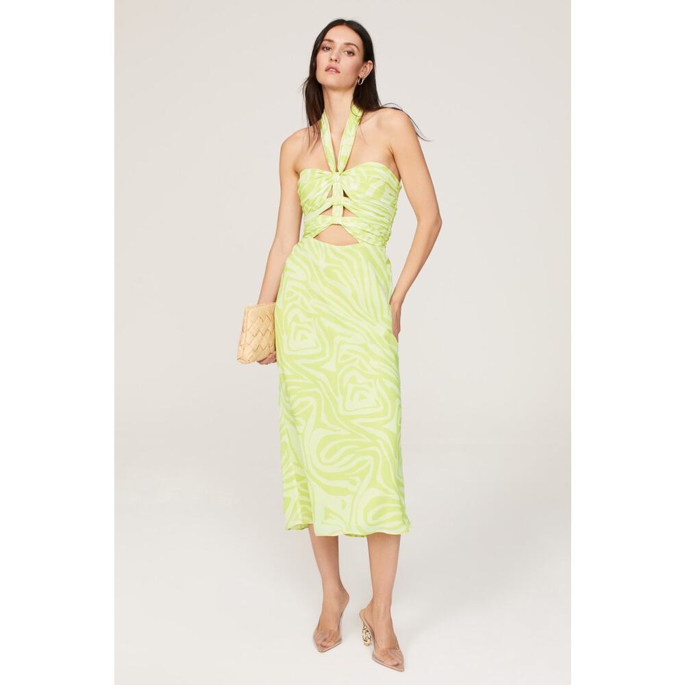 RONNY KOBO COLLECTIVE Green Vacation Halter Knotted Front Sheath Dress size 4
